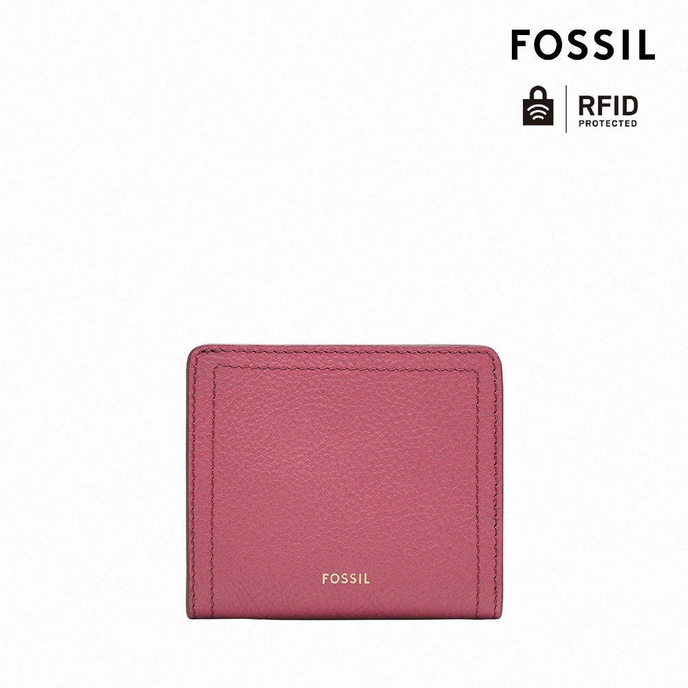 【FOSSIL】Leon 真皮證件格零錢袋皮夾女短夾-粉紅色 SL7829M508