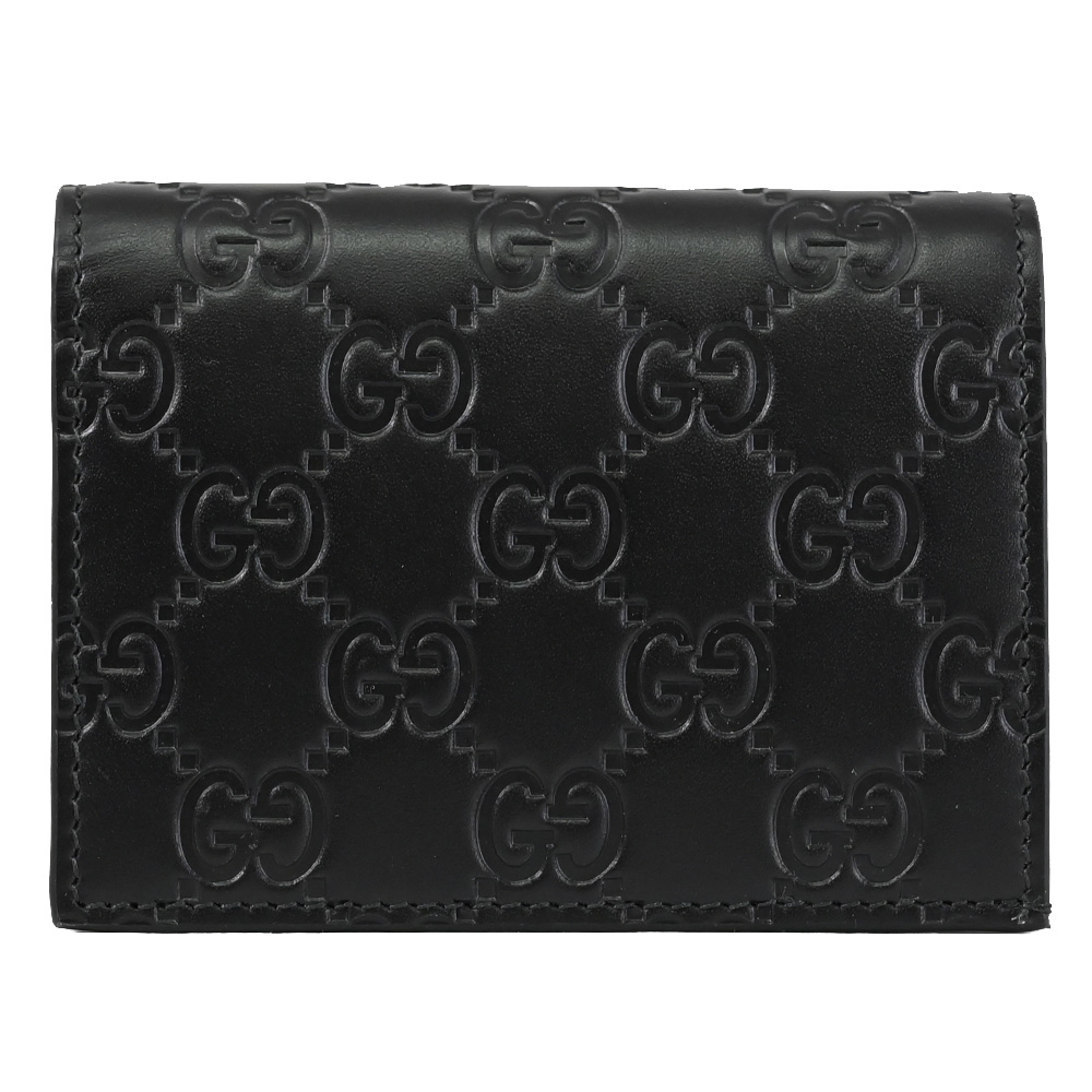 GUCCI 779810 GG LOGO壓花皮革對開扣式零錢短夾.黑