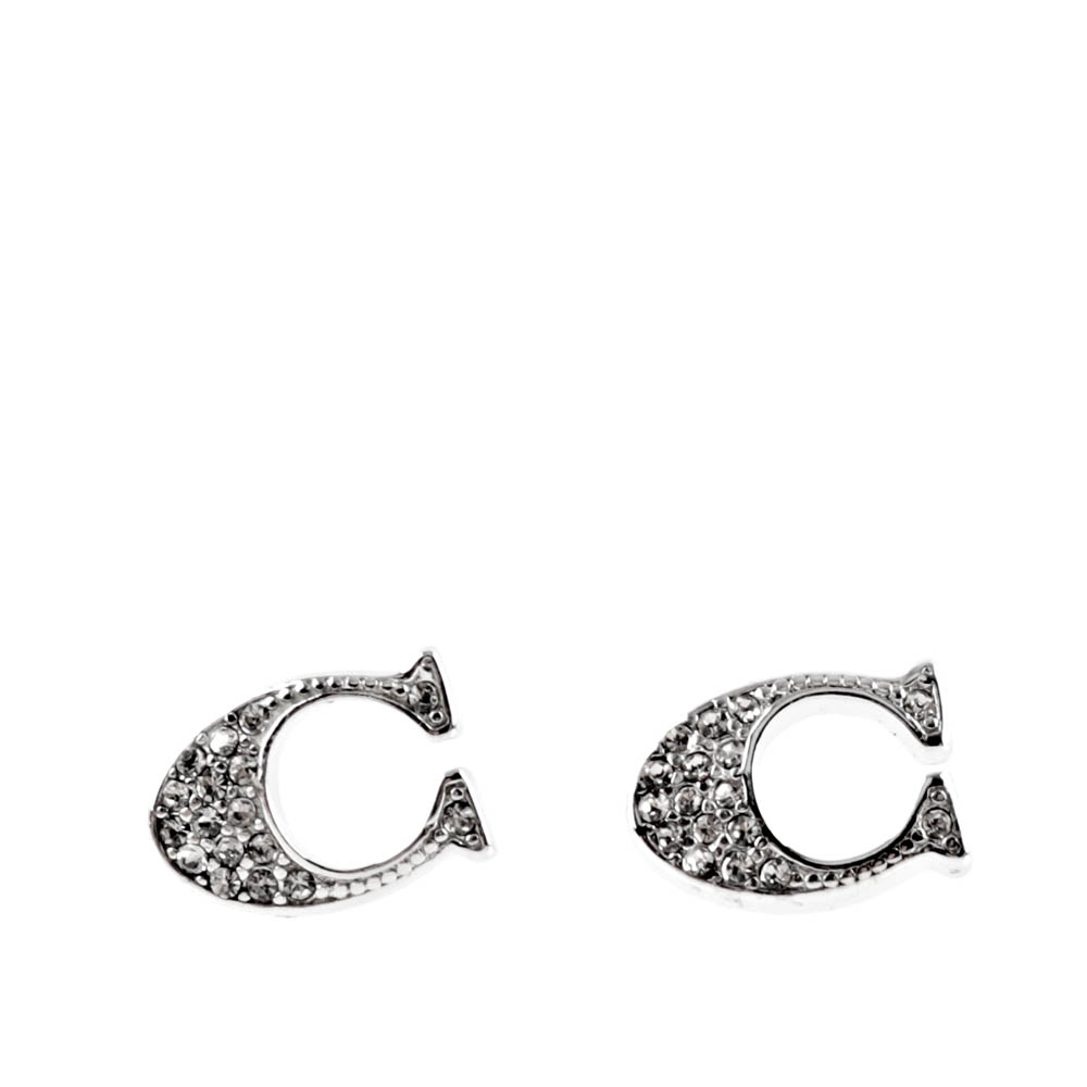 COACH 鋯石C LOGO耳環(銀色) F29824 SLV