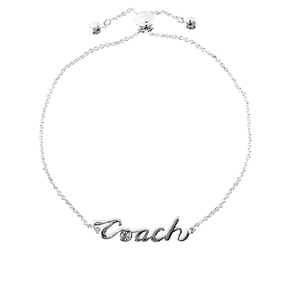 COACH Logo 草寫標誌可調式手環(銀色) CD791 D4X