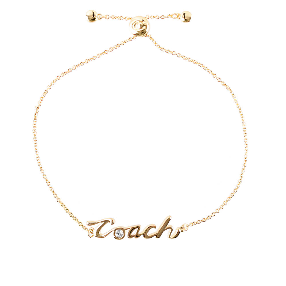 COACH Logo 草寫標誌可調式手環(金色) CD791 GLD