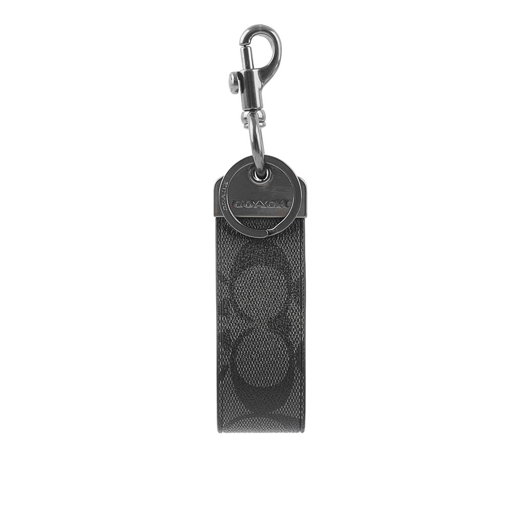 COACH Loop 塗層帆布拼皮革吊飾/鑰匙圈(炭灰色) CJ748 QBO4G