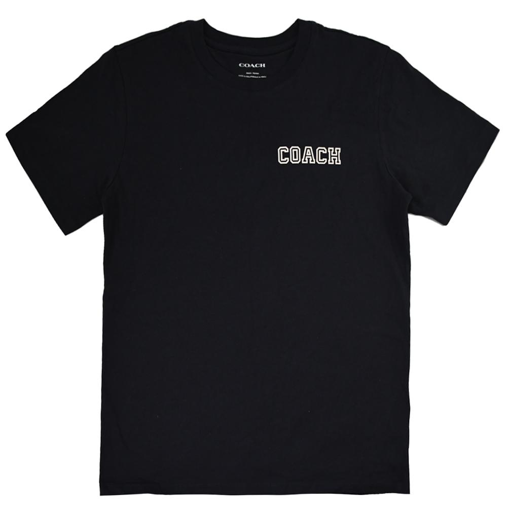 COACH CB676 品牌LOGO燙印棉質短T恤.海軍藍