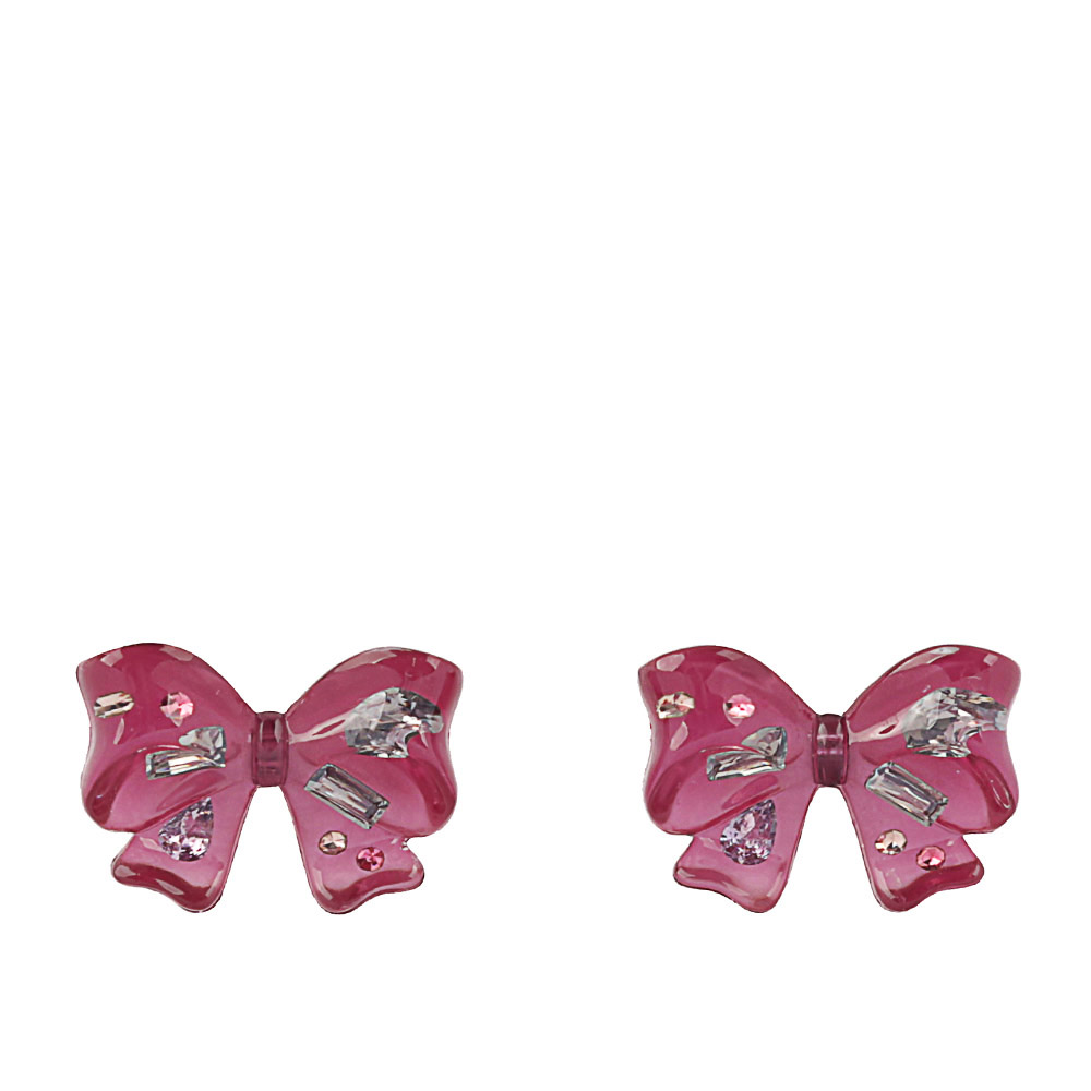 COACH 彩色玻璃鑲飾蝴蝶結造型針式耳環(粉紅色) CQ489 GDRD
