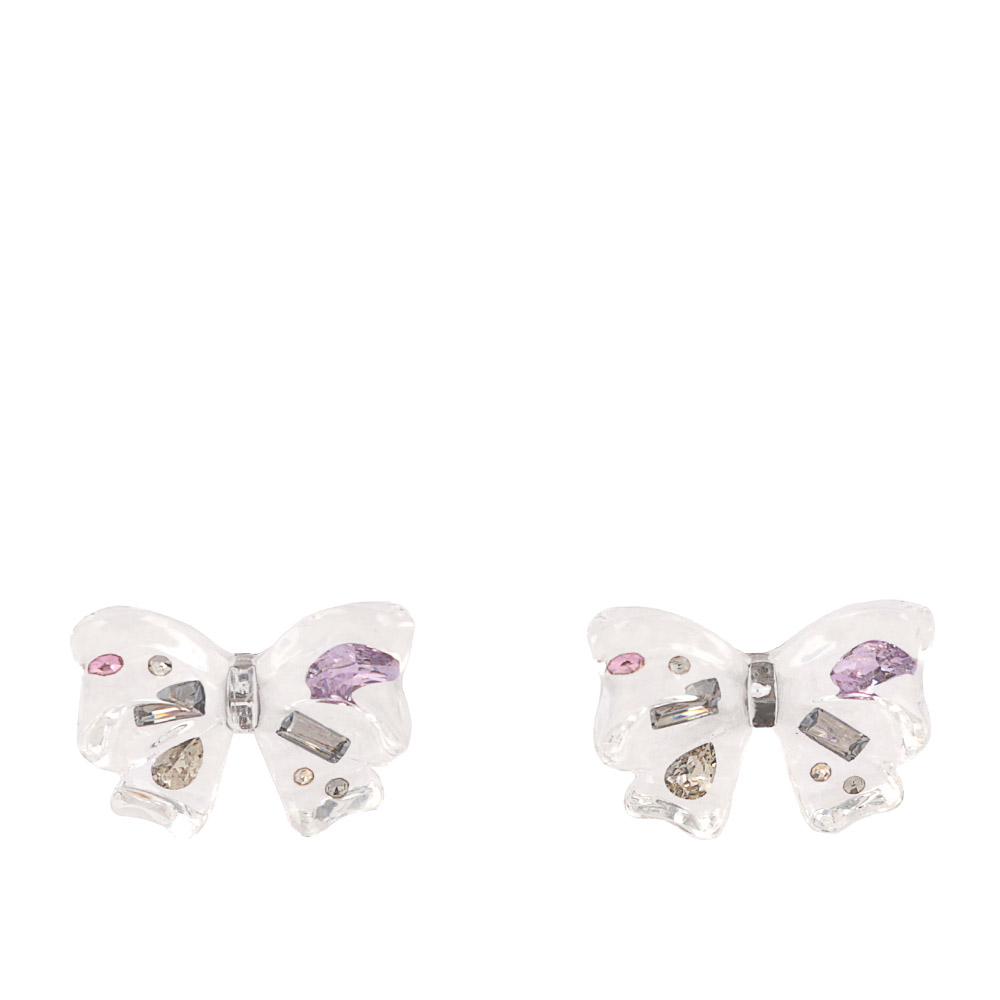 COACH 彩色玻璃鑲飾蝴蝶結造型針式耳環(透明色) CQ489 PNM