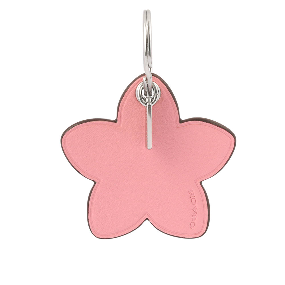 COACH 平滑皮革花朵造型吊飾/鑰匙圈(粉色) CR904 SVVDT