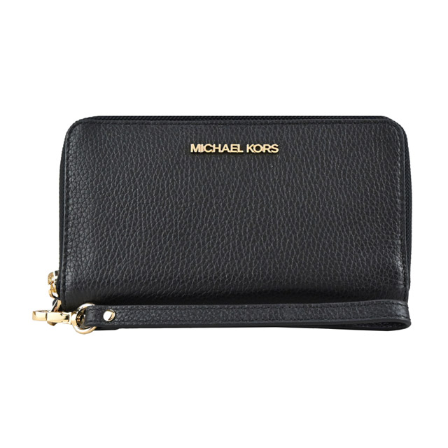 MICHAEL KORS MK荔枝紋手掛式萬用長夾-黑
