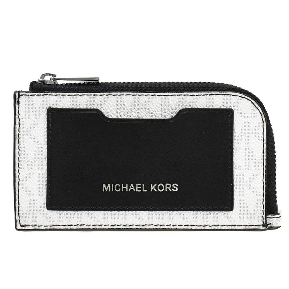 MICHAEL KORS GIFTING 滿版字母多卡式零錢包.白/黑