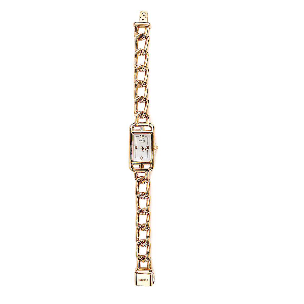 Hermes 愛馬仕Montre Nantucket 鎖鍊腕錶(29mm/玫瑰金)