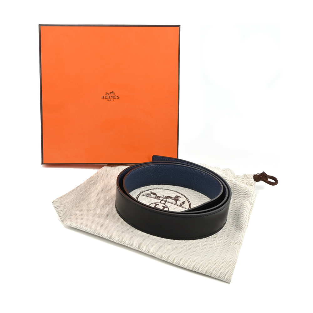 Hermes 愛馬仕 Box 135拼接Togo小牛皮雙面腰帶(32mm/85cm)