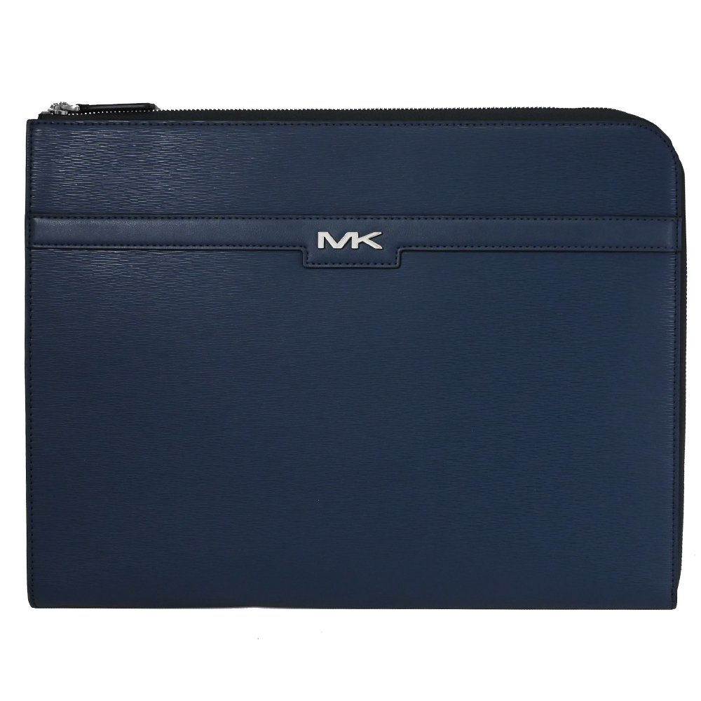 MICHAEL KORS COOPER 水波紋皮革手拿包/筆電包.深藍