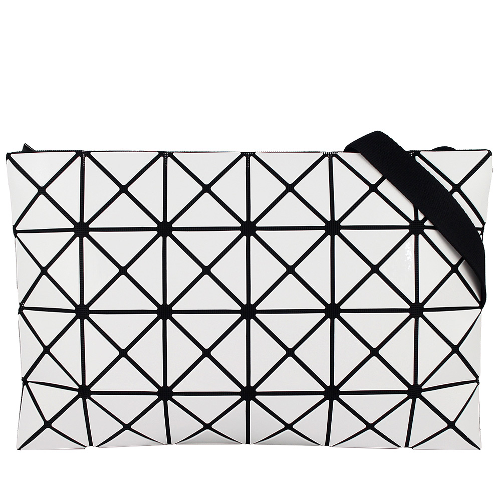 ISSEY MIYAKE 三宅一生 BAOBAO 白亮面方格4x6大斜背包