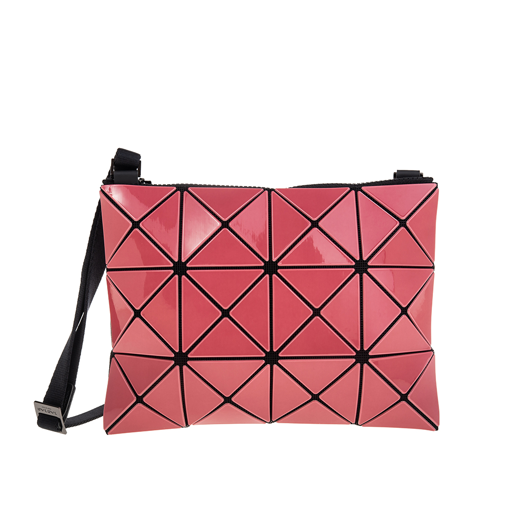 ISSEY MIYAKE 三宅一生 BAOBAO 亮面雙色米色三角格3x4小型斜揹包 (PINK×LIGHT PINK)