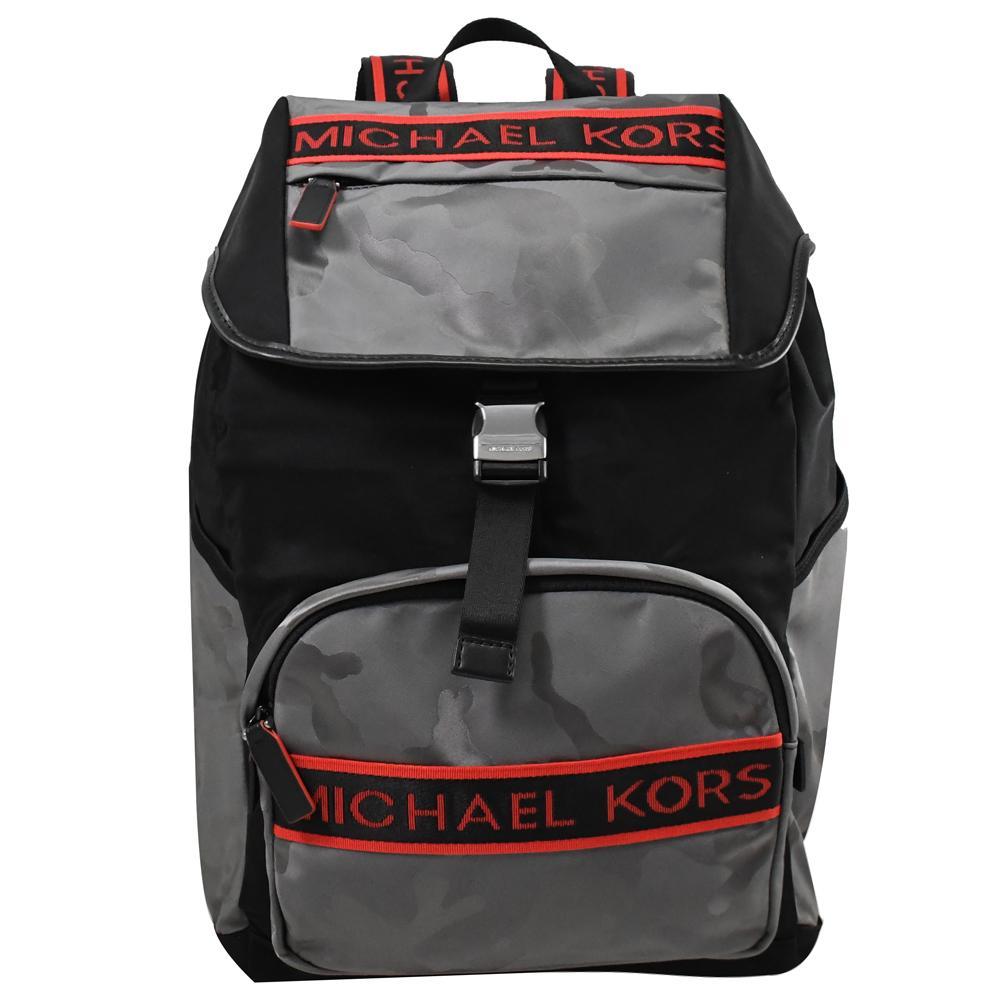 MICHAEL KORS KENT MK織帶輕量迷彩尼龍後背包.灰