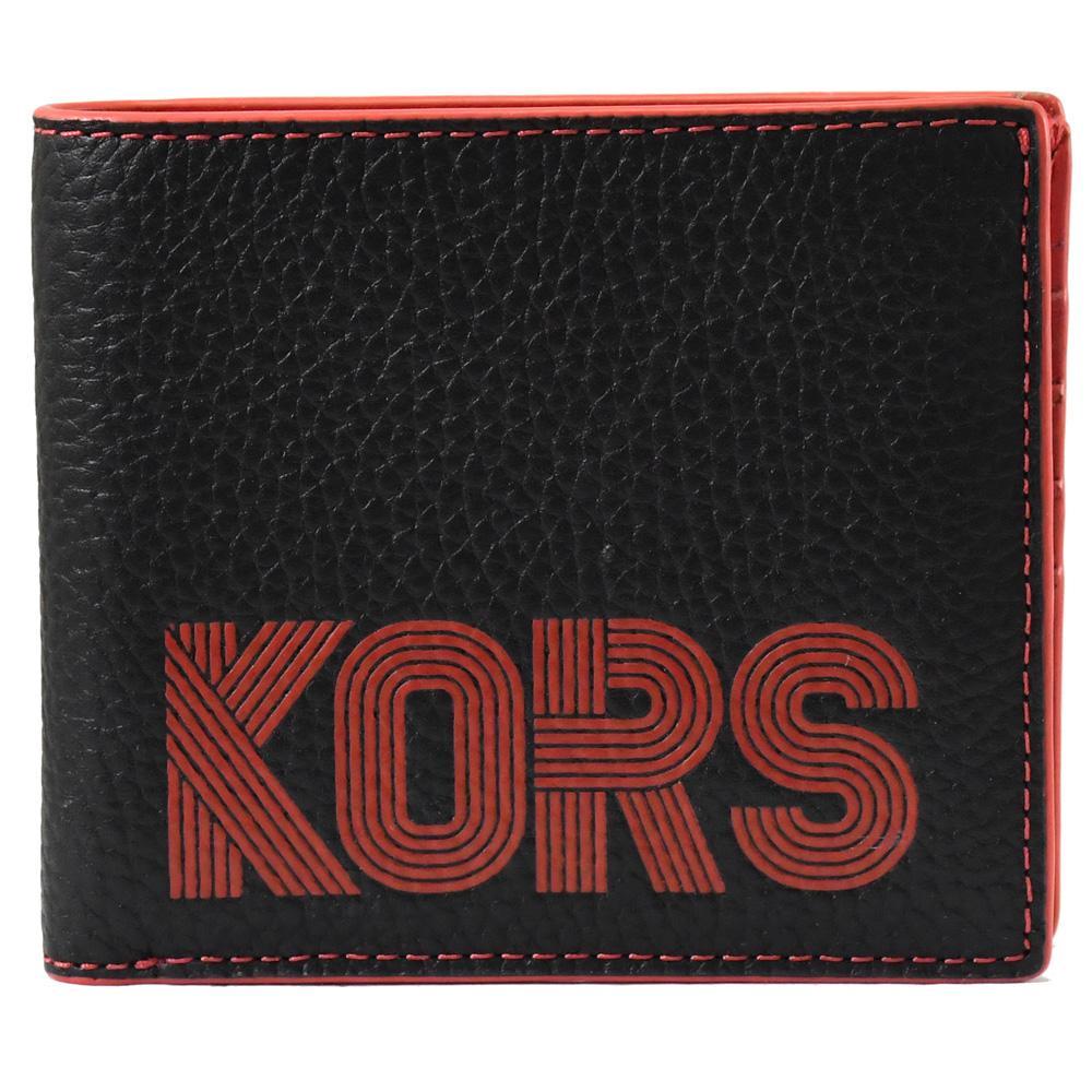 MICHAEL KORS COOPER 經典流線文字8卡短夾.黑/紅