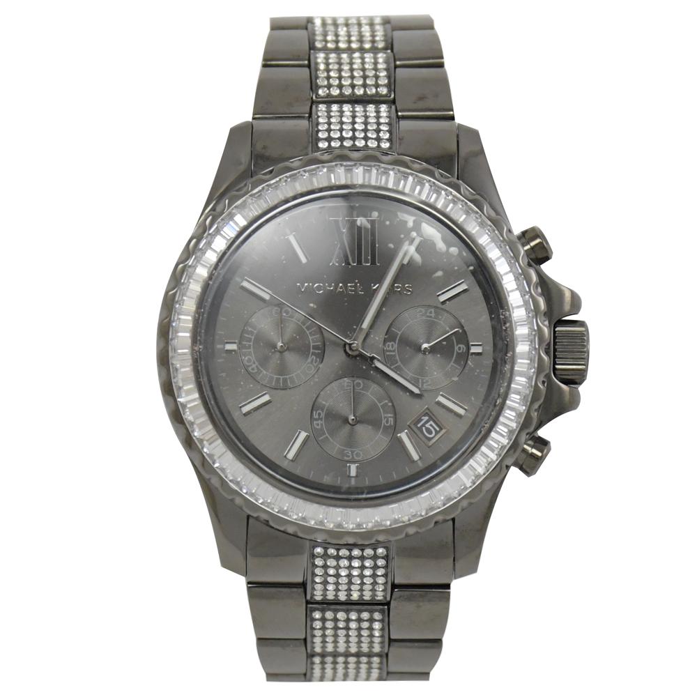 MICHAEL KORS MK6974 水晶三眼大錶框腕錶.黑 42mm