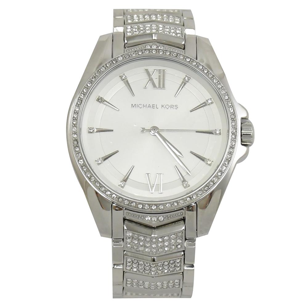MICHAEL KORS MK6687 水晶鑽框不銹鋼時尚腕錶.銀