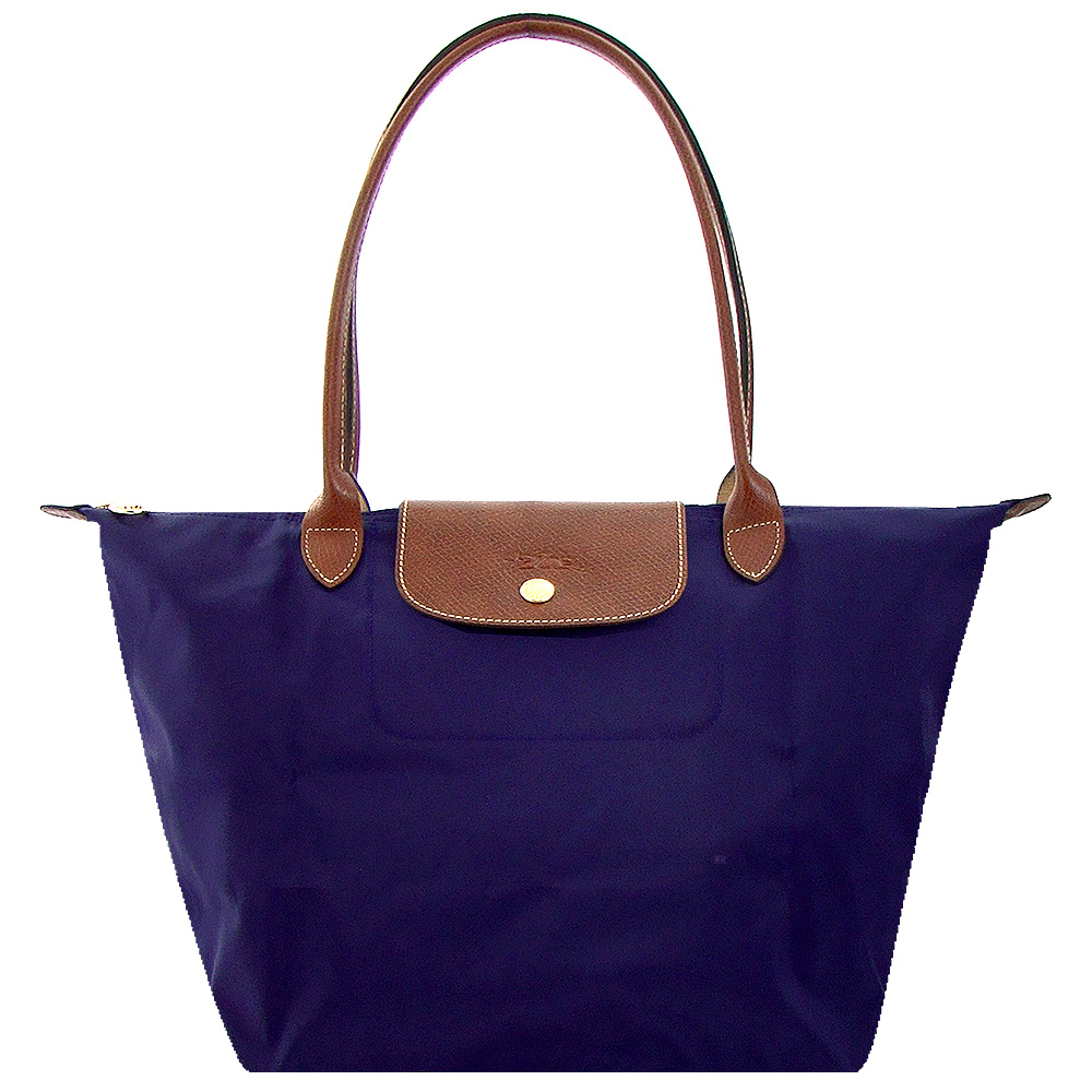 LONGCHAMP LE PLIAGE 藍再生尼龍布折疊長把水餃包