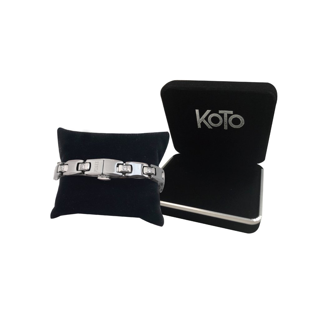 KOTO原廠外銷歐洲品牌KENTA 鎢鋼鑲鑽鍺磁健康手鍊 細版女款1入