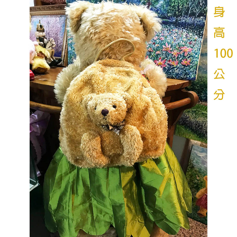 【TEDDY工坊】TEDDY泰迪熊高級時尚可愛黃金亮毛泰迪熊大後背包，大容量泰迪熊造型大後背包精品包