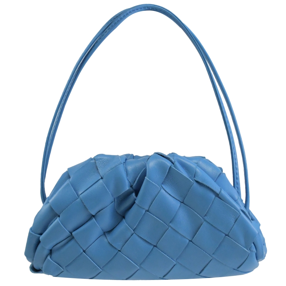 BOTTEGA VENETA 577816大格編織羊皮迷你頸掛手提包.藍