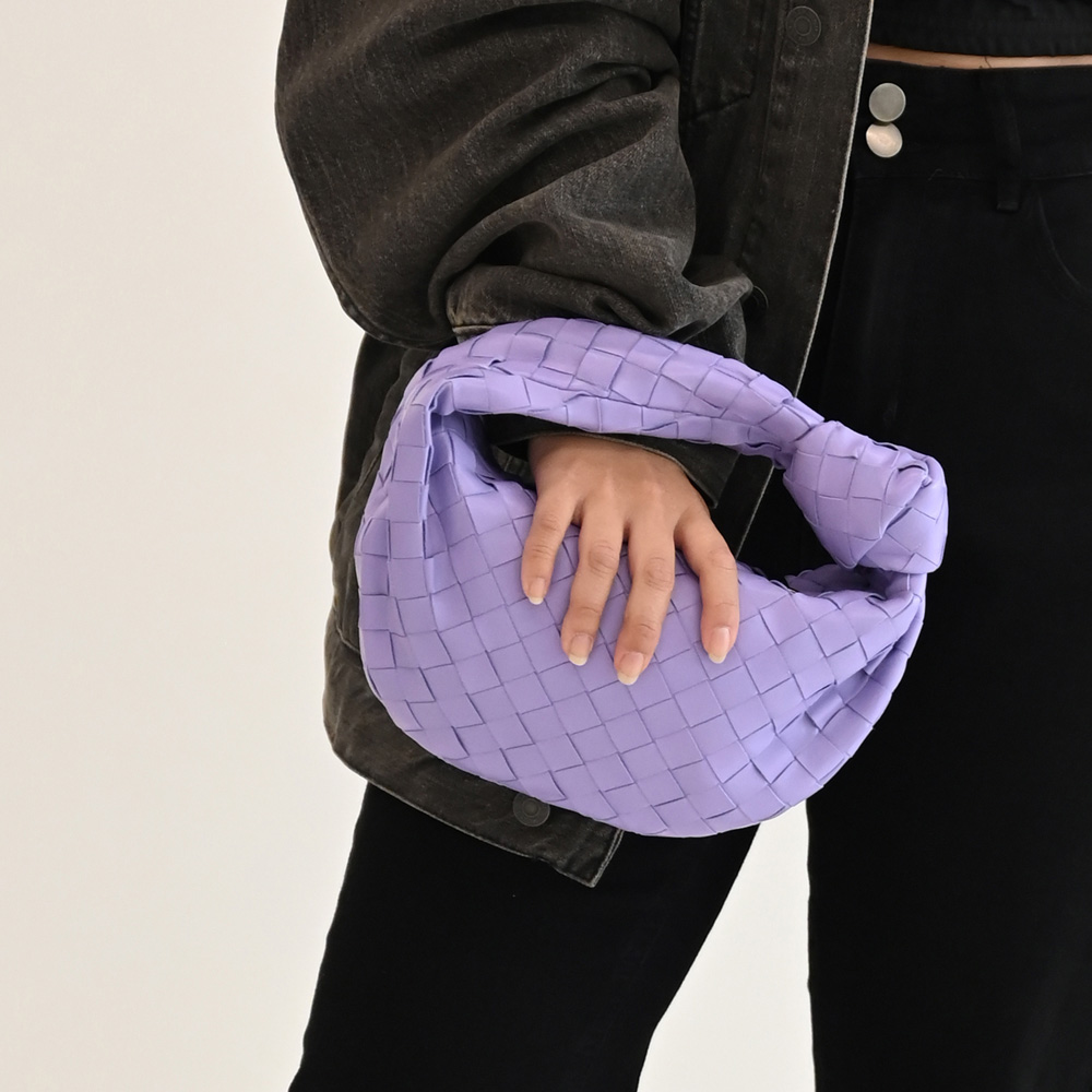 BOTTEGA VENETA 651876 Mini Jodie 小羊皮手提包.淺紫