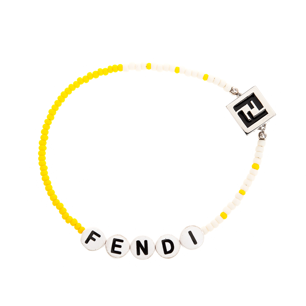 FENDI 經典可愛字母串珠FF 圖案磁扣手鍊 (黃色) #M