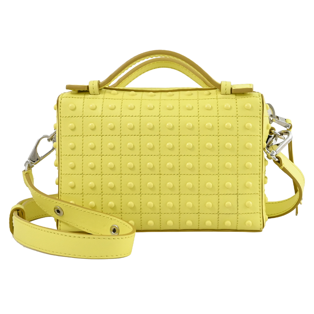TODS Diodon Mini 經典豆豆裝飾小牛皮兩用河豚包.亮黃
