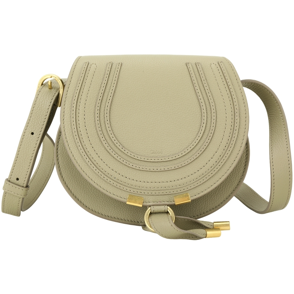 CHLOE 蔻依 Marcie 小型 新版牛皮斜背馬鞍包(綠色)