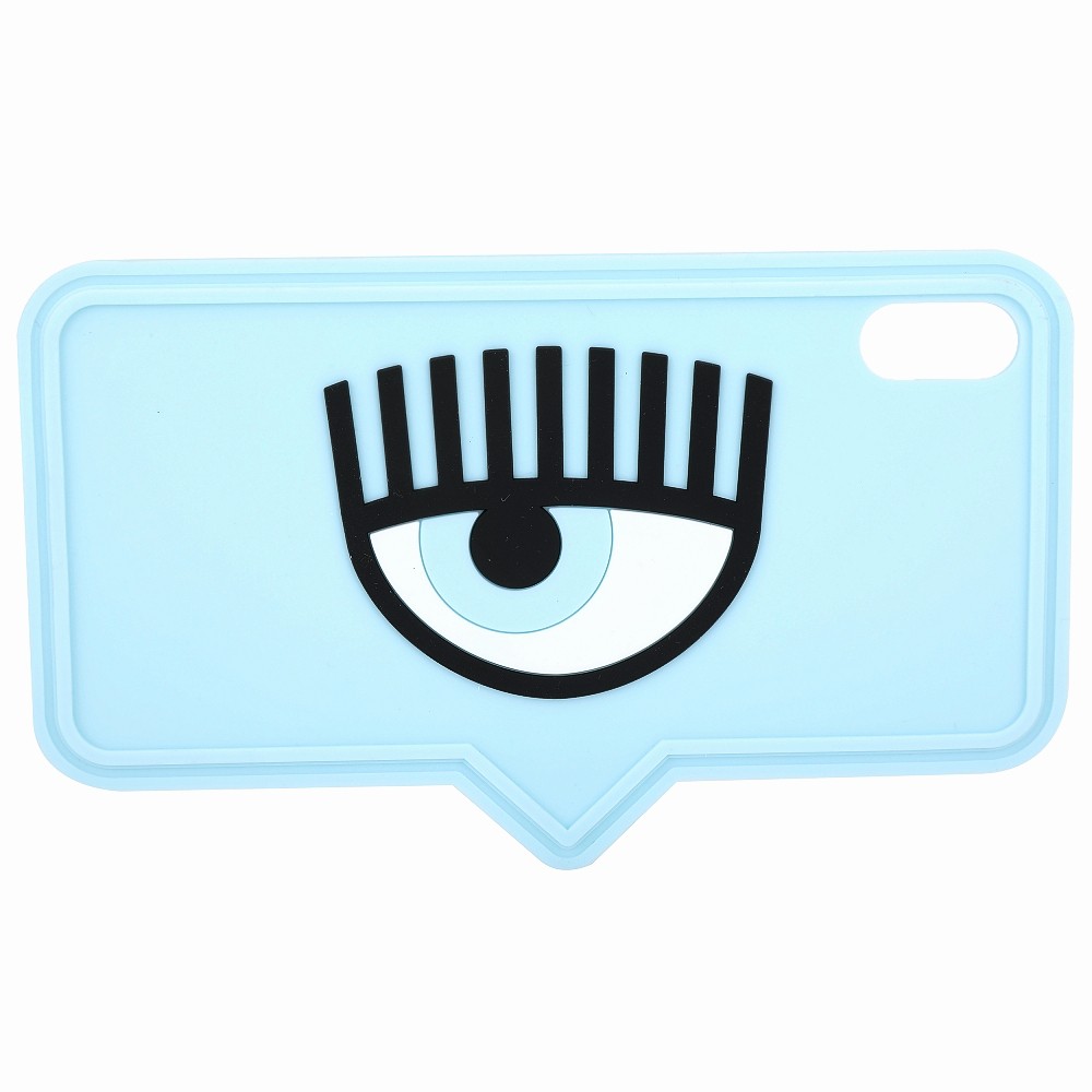 Chiara Ferragni iPhone XS Max 眼睛對話框造型手機保護套(天藍色)
