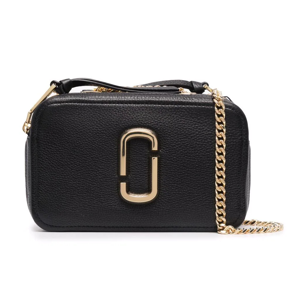 MARC JACOBS THE GLAM SHOT 21 牛皮雙層鏈帶相機包-黑