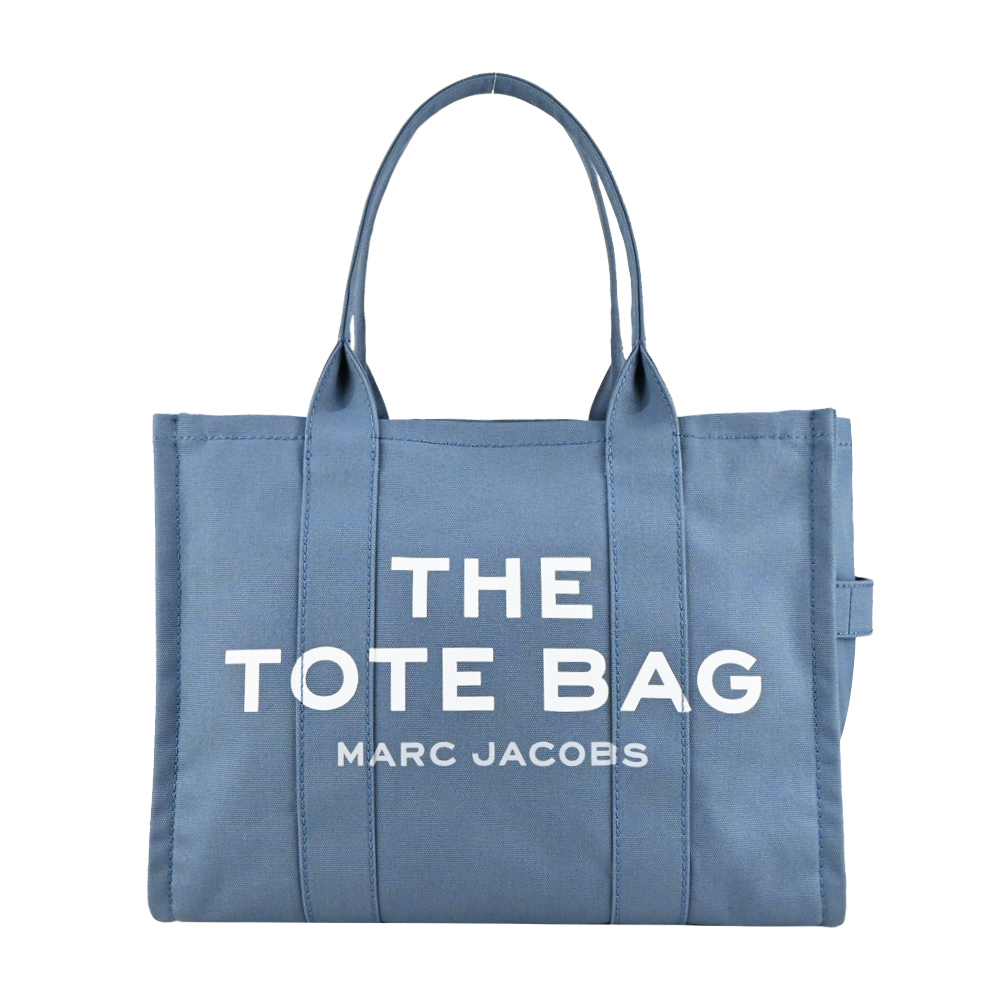 MARC JACOBS MJ 字母印花帆布托特包-大/迷霧藍