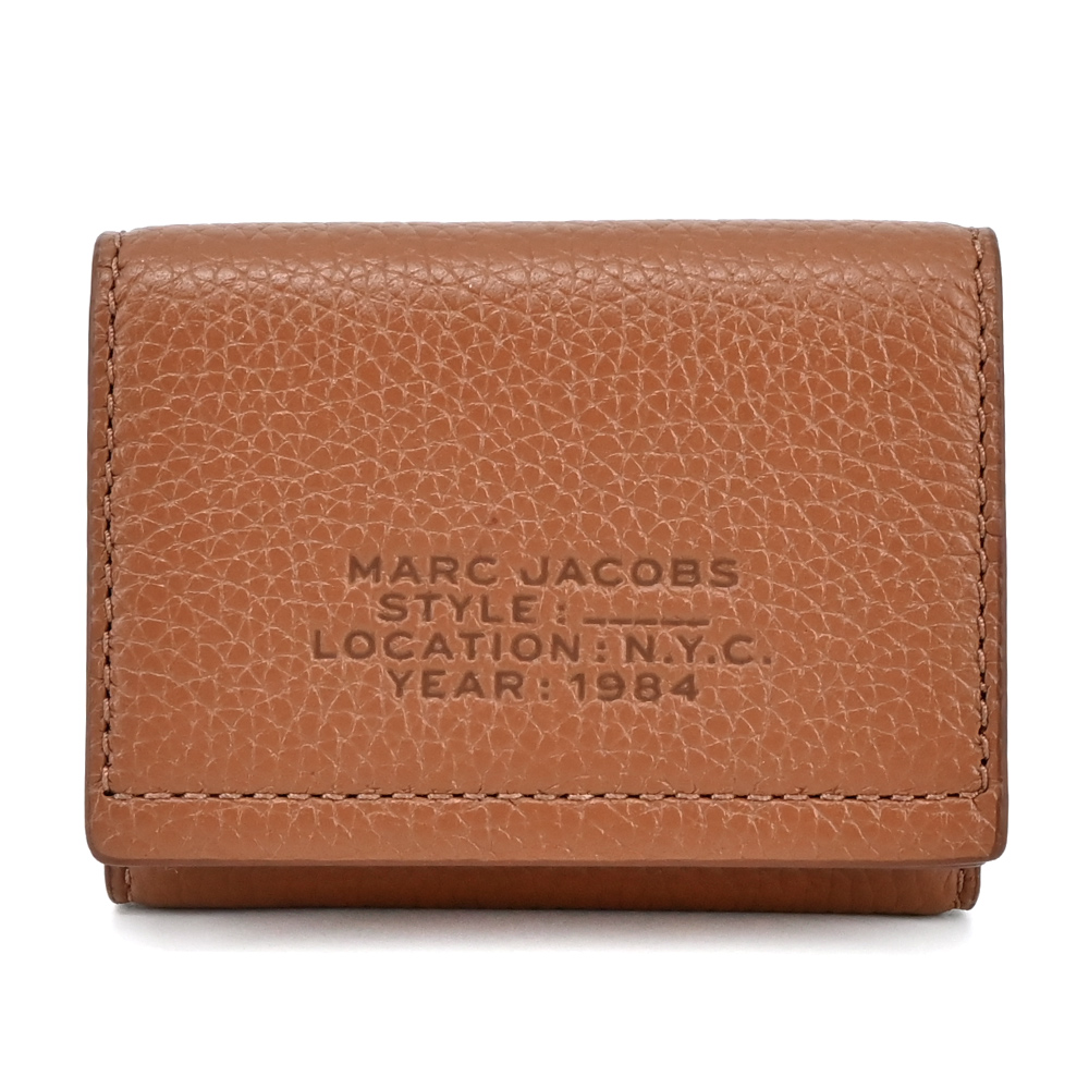 MARC JACOBS THE LEATHER荔枝紋三折零錢短夾-棕