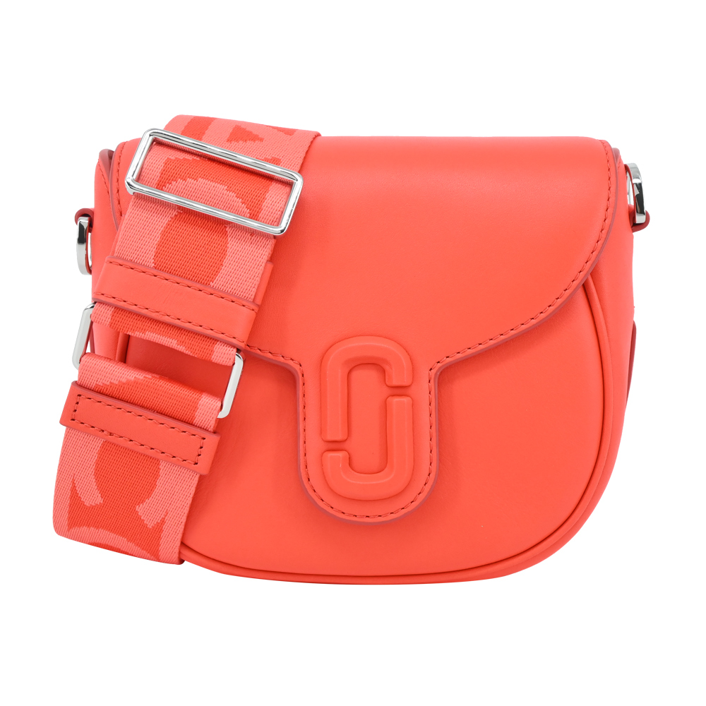 MARC JACOBS THE J MARC SADDLE 牛皮磁扣翻蓋斜背馬鞍包-小/橘