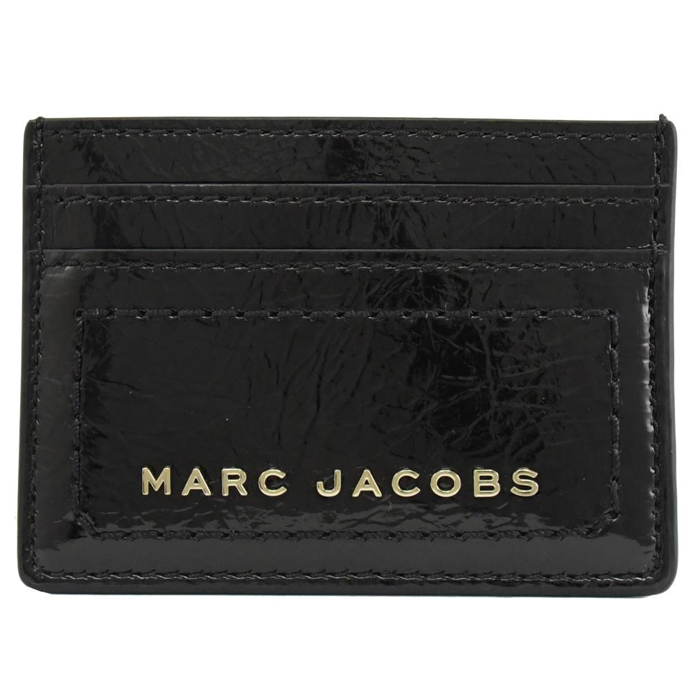 MARC JACOBS 馬克賈伯 浮雕LOGO漆皮信用卡名片夾.黑