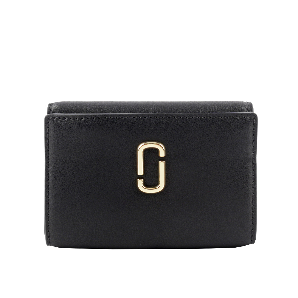 MARC JACOBS The J Marc 平滑皮革迷你三折短夾(黑色) 2S3SMP005S01 001