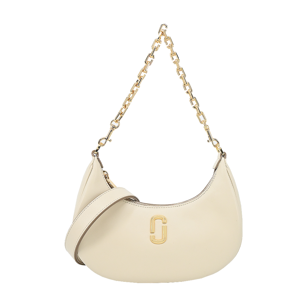 MARC JACOBS THE CURVE皮革鏈帶手提/肩揹包-米白