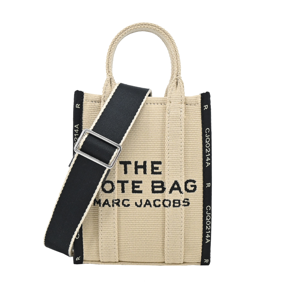 MARC JACOBS THE JACQUARD編織緹花拉鍊手提/斜背兩用包-迷你/米白