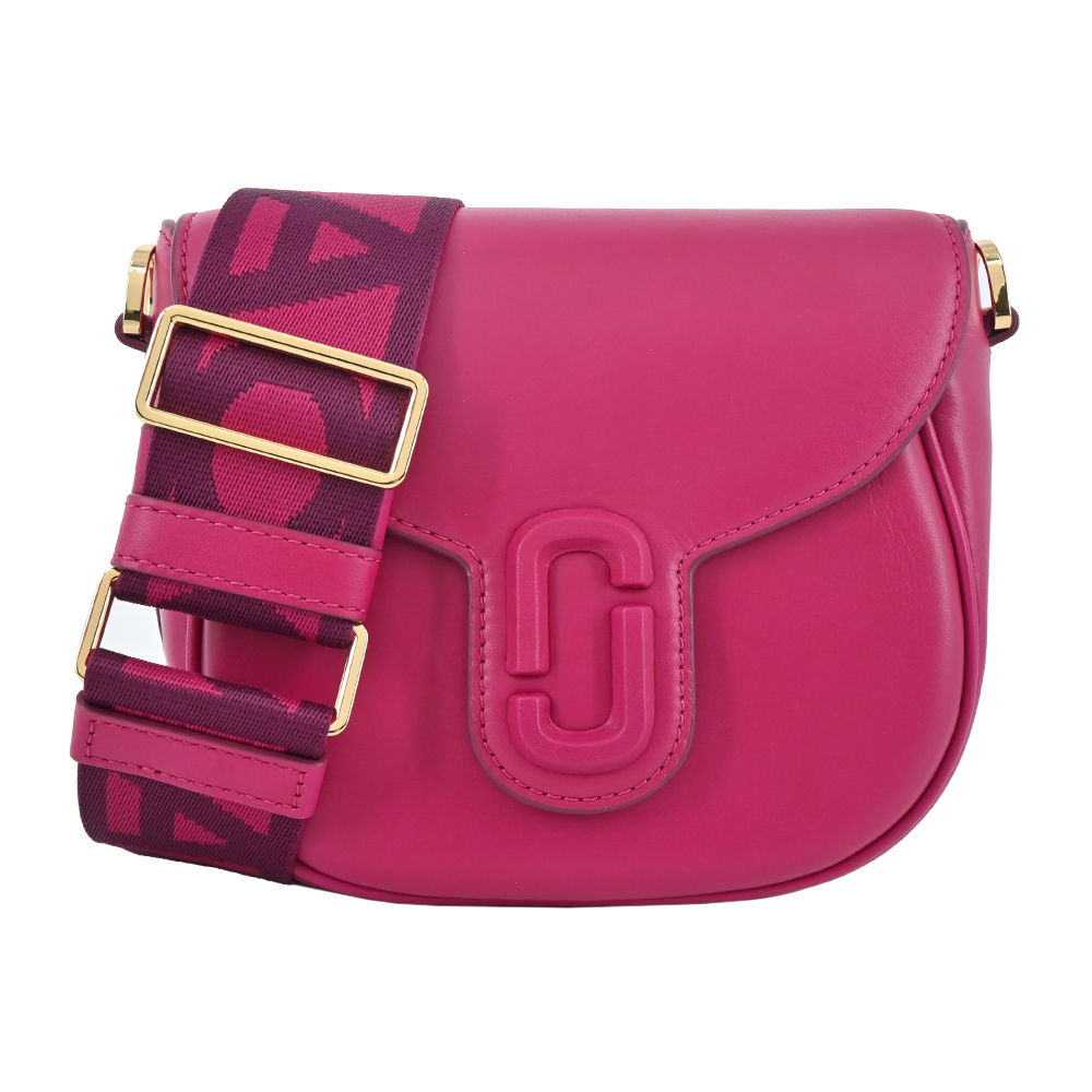 MARC JACOBS THE J MARC SADDLE 牛皮磁扣翻蓋斜背馬鞍包-小/紫紅