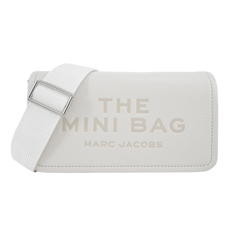 MARC JACOBS THE LEATHER 荔枝紋翻蓋斜揹包-迷你/白