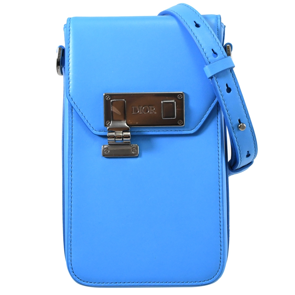 Christian Dior Vertical 小牛皮斜背方包﹧手機包.藍