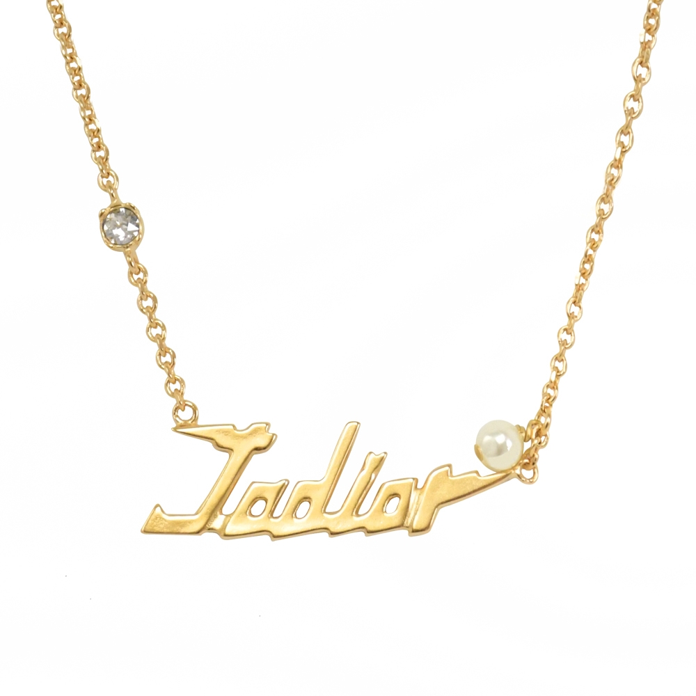 Christian Dior Jadior 英字LOGO水鑽珍珠裝飾項鍊.金