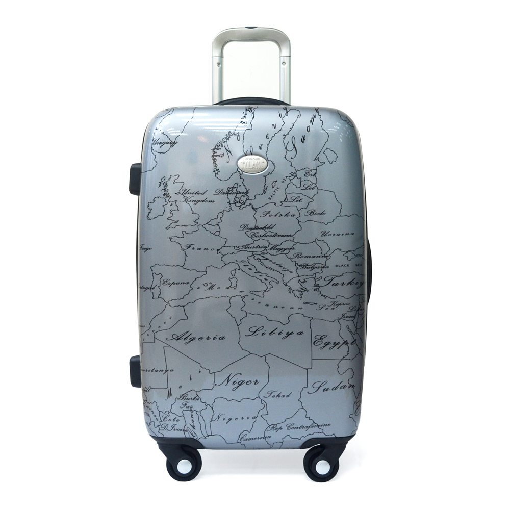 【Alviero Martini 義大利地圖包】旅行硬殼行李箱24吋/60cm-地圖灰