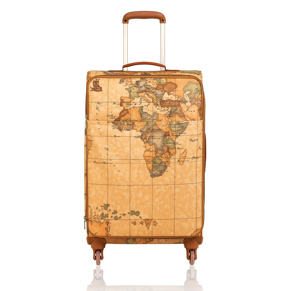 【Alviero Martini 義大利地圖包】行商務休 閒拉桿行李箱27吋-地圖黃