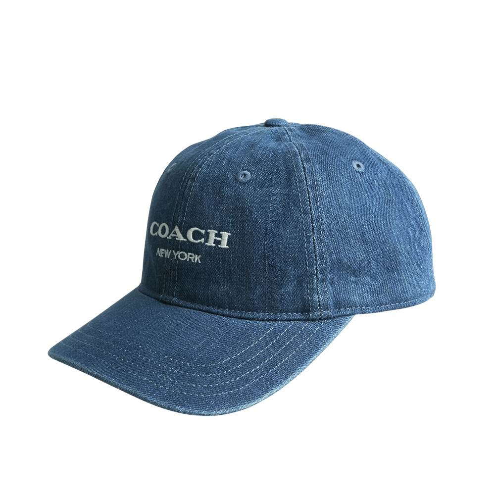 COACH 刺繡標誌棉質棒球帽(牛仔藍)