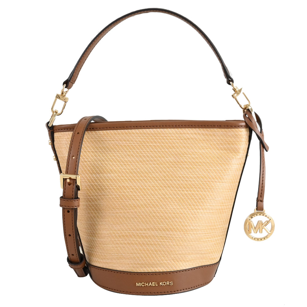 MICHAEL KORS TOWNSEND 草編造型兩用水桶包.咖邊