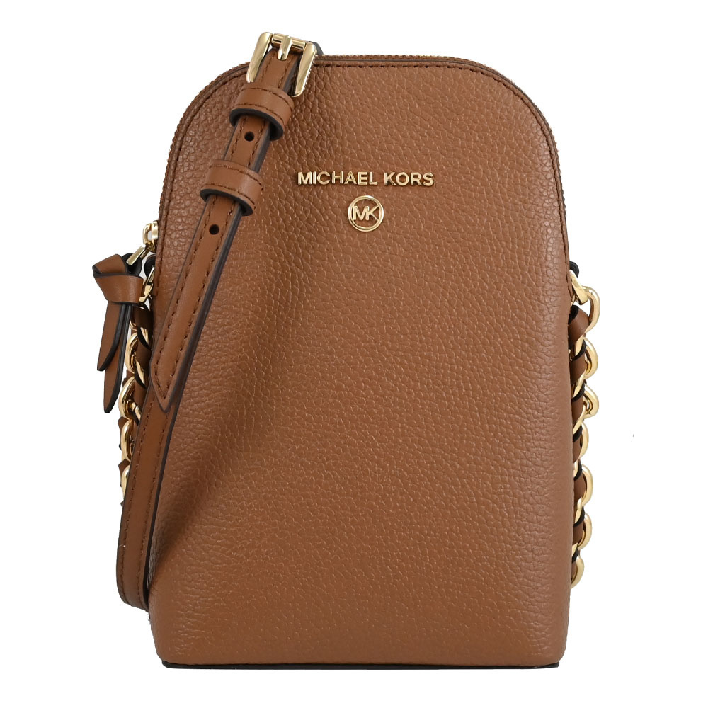 MICHAEL KORS Jet Set Charm 浮雕LOGO斜背手機包.咖