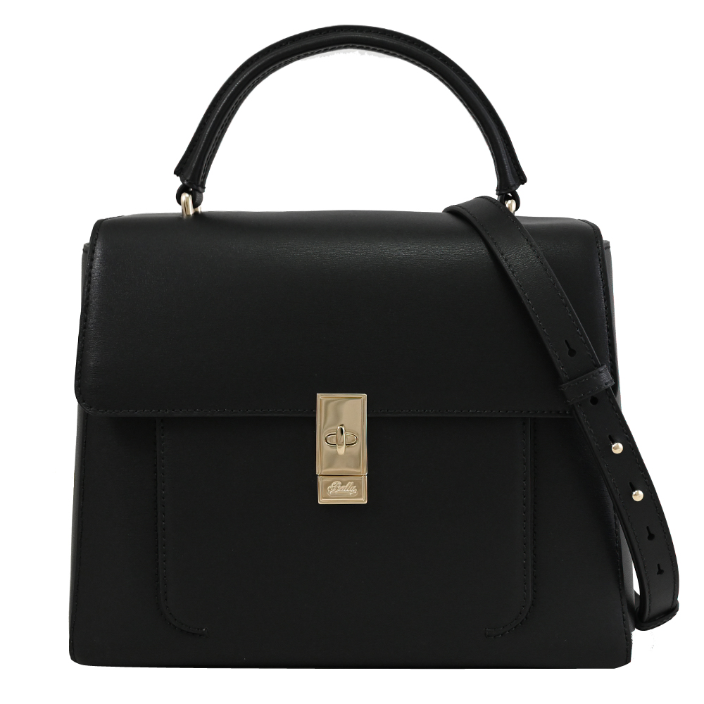 BALLY 6302308 EMERY 質感牛皮大容量手提斜背兩用學院包.黑
