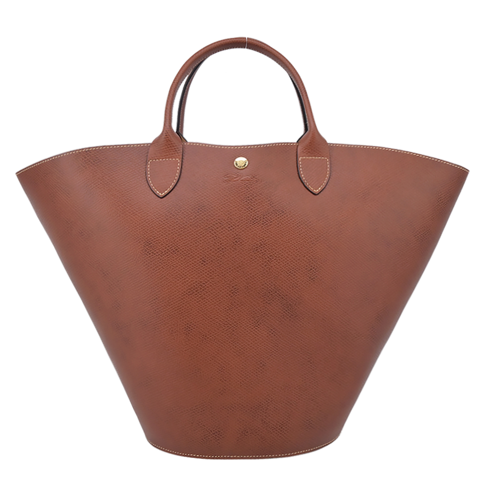 LONGCHAMP ÉPURE系列牛皮壓印手提包(特大/棕)