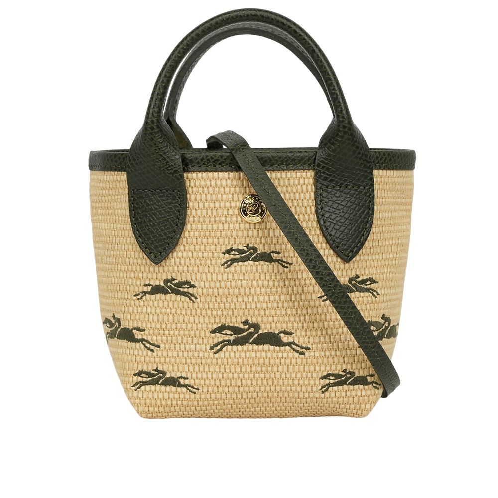 LONGCHAMP XS號 LE PANIER PLIAGE 滿版草編迷你二用包(卡其綠) 10206 HCF 292